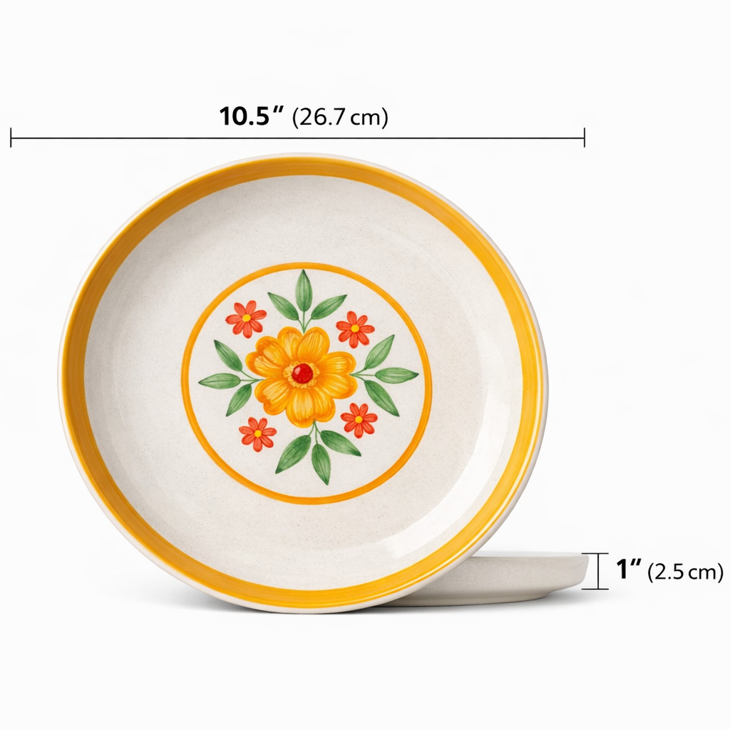 Floral Extravaganza Ceramic Dinner Plate (10.5 inches)