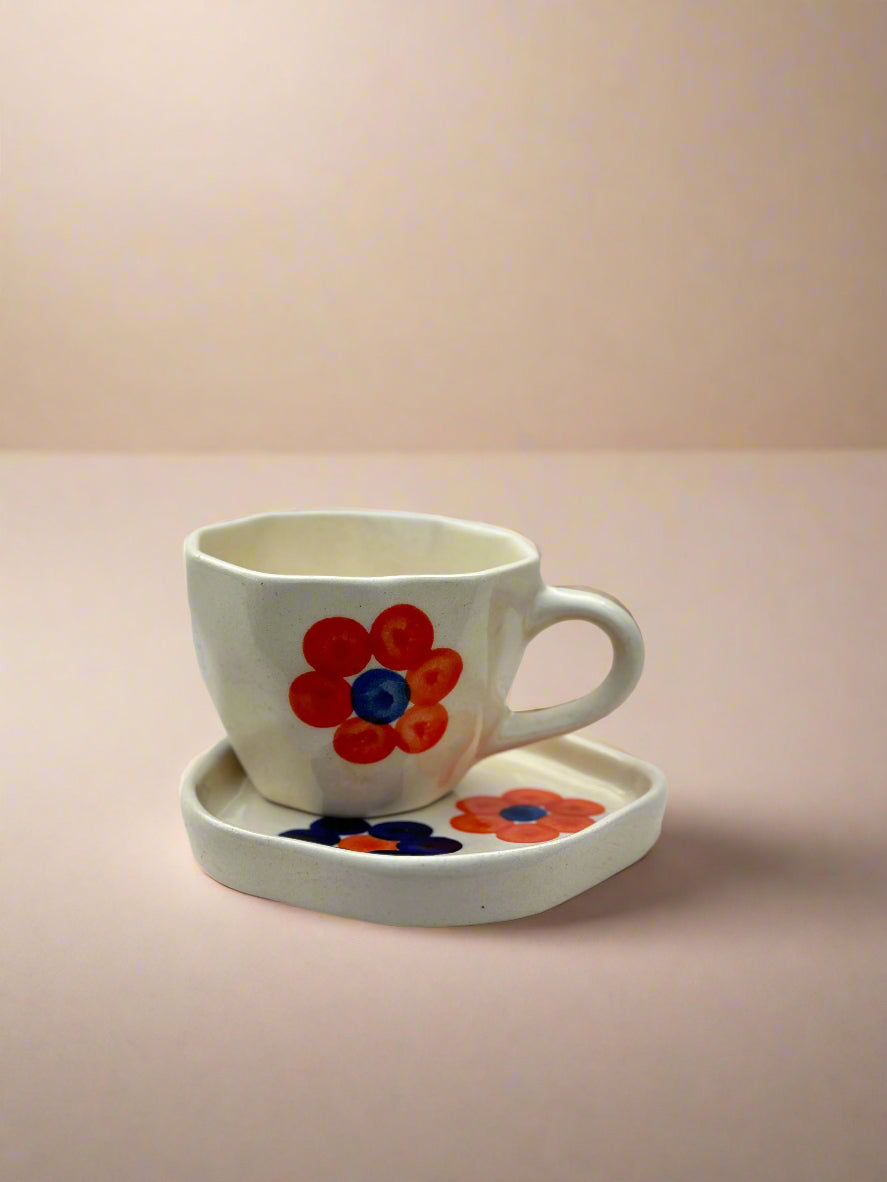 Orange Bubble Cup and Saucer