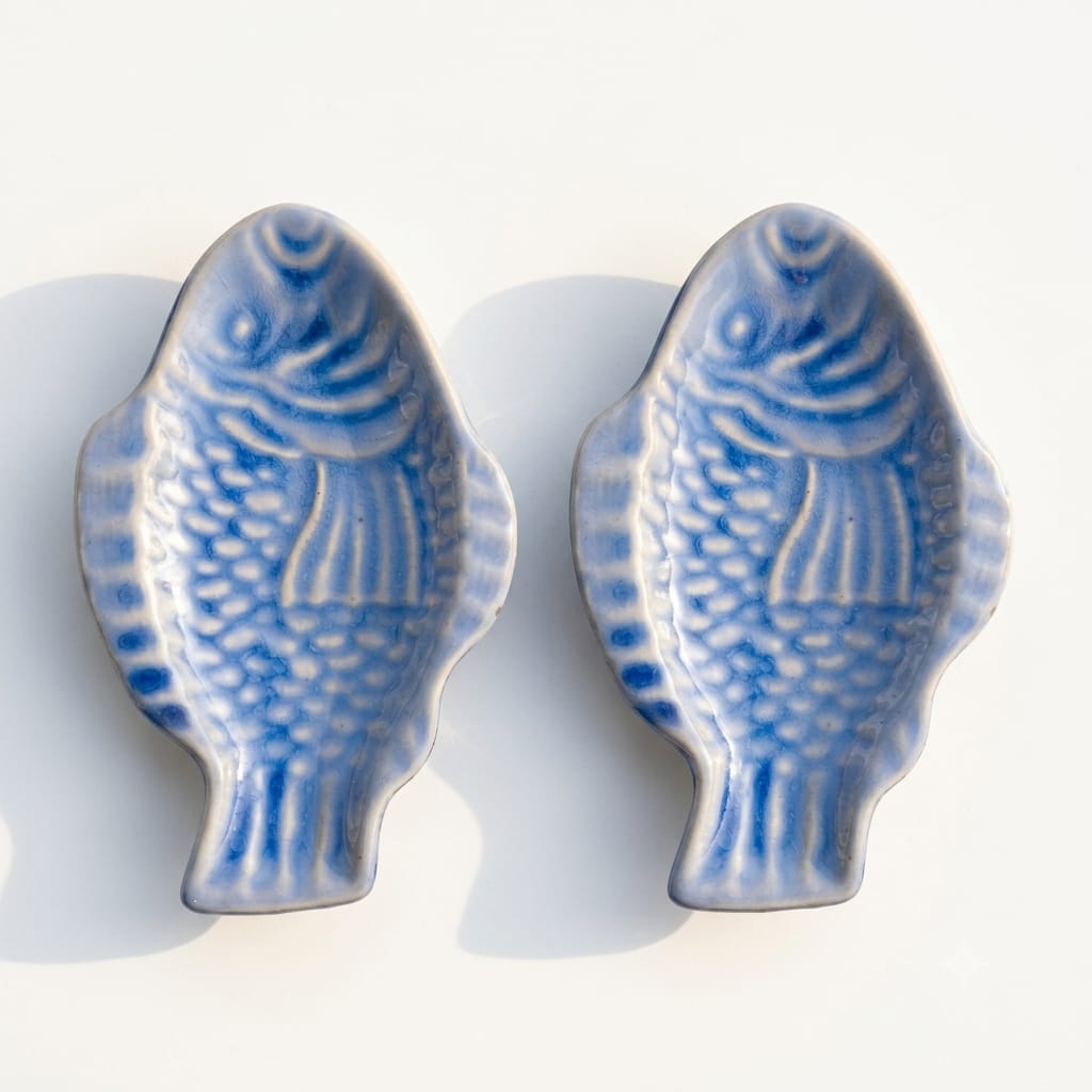 Blue Ocean Ceramic Stoneware Fish Platters - Set of 2