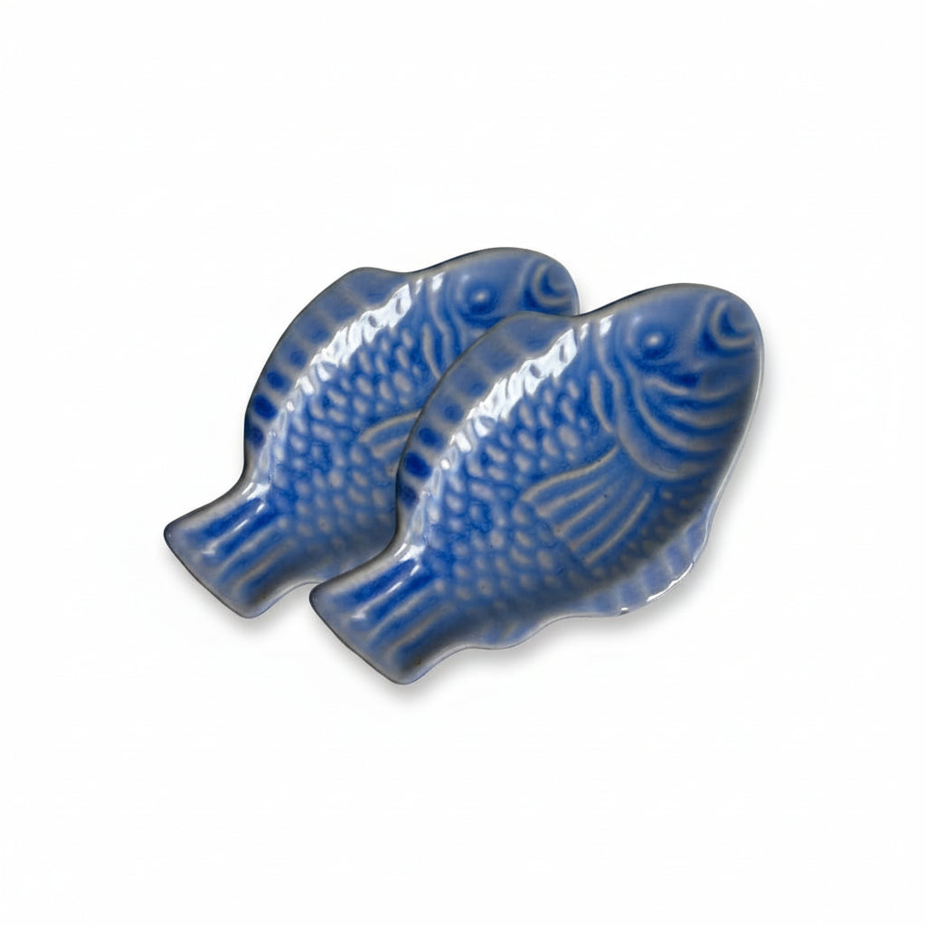 Blue Ocean Ceramic Stoneware Fish Platters - Set of 2