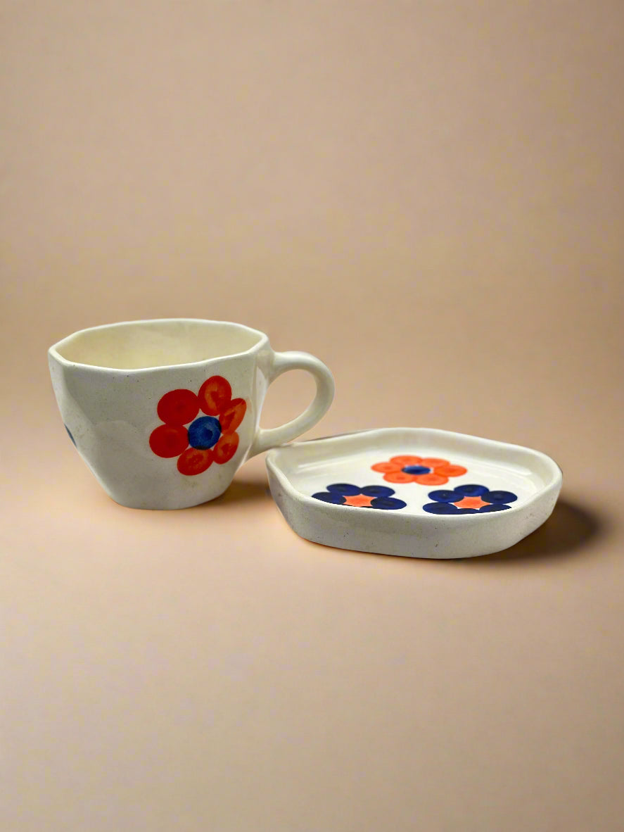 Orange Bubble Cup and Saucer