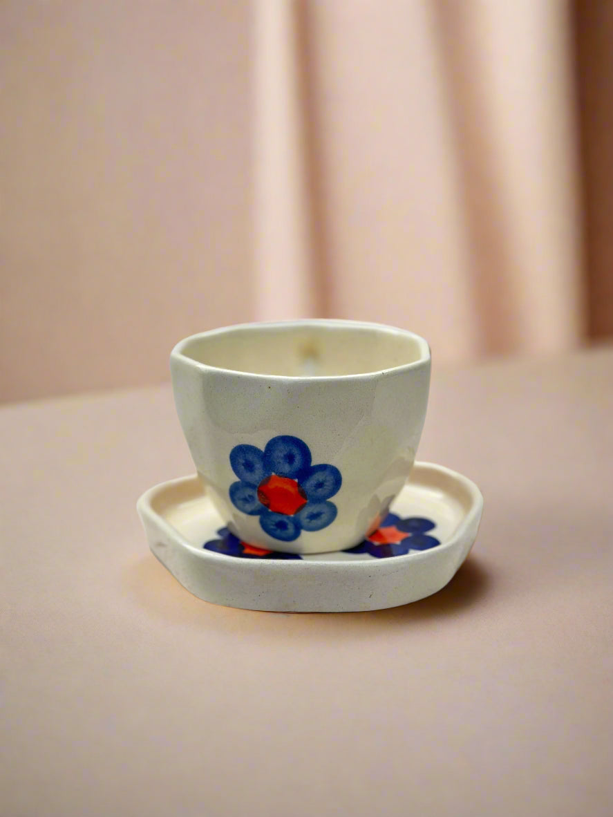 Orange Bubble Cup and Saucer