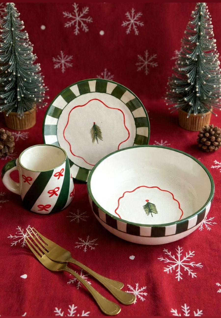 Christmas Tree Green Ceramic Set of 3