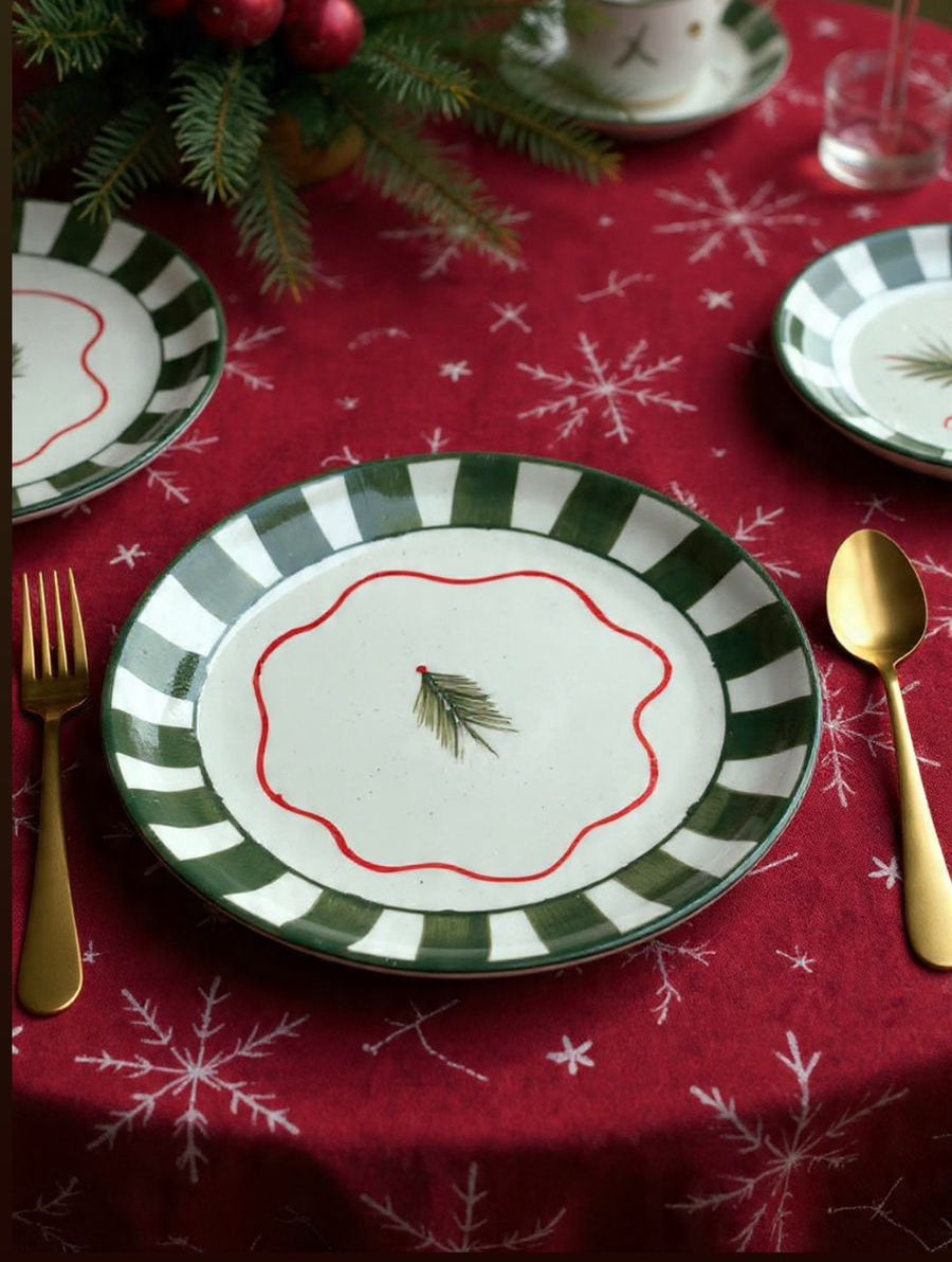 Christmas Tree Green Ceramic Plate Sets (7inches)
