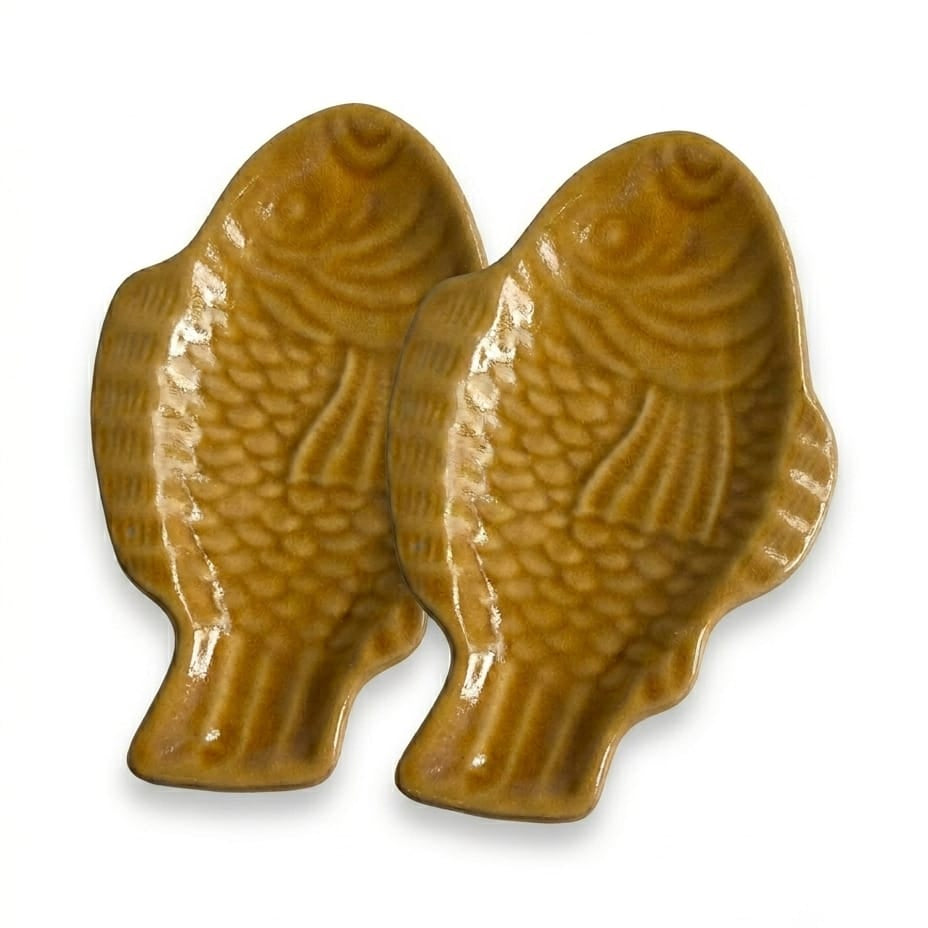 Goldy Ceramic Stoneware Fish Platters - Set of 2