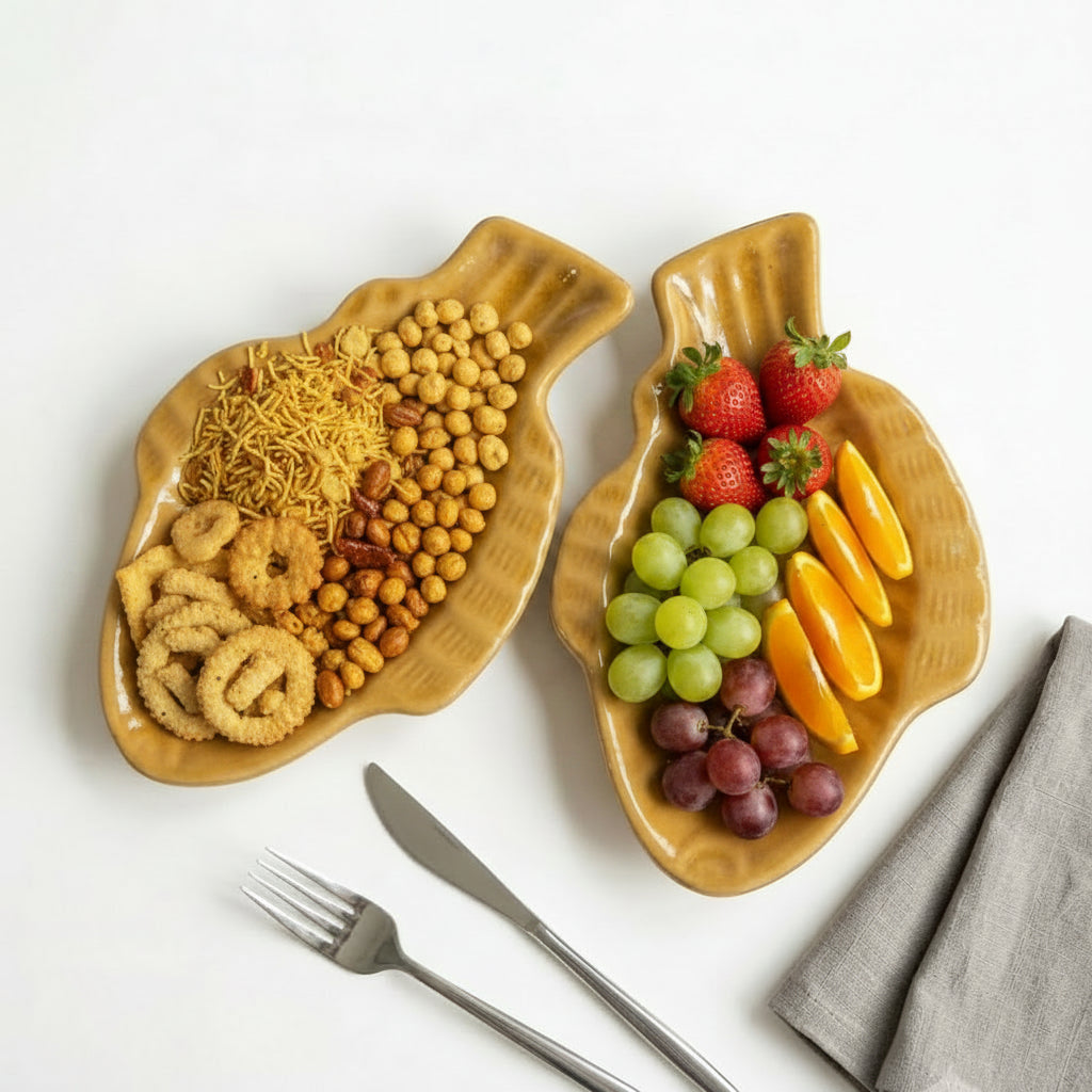 Goldy Ceramic Stoneware Fish Platters - Set of 2