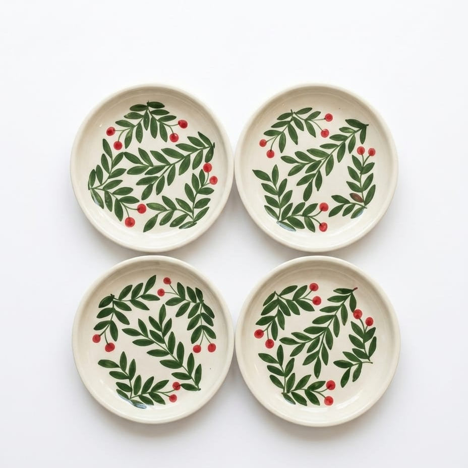 Olive Leaf Ceramic Tapas Set of 4