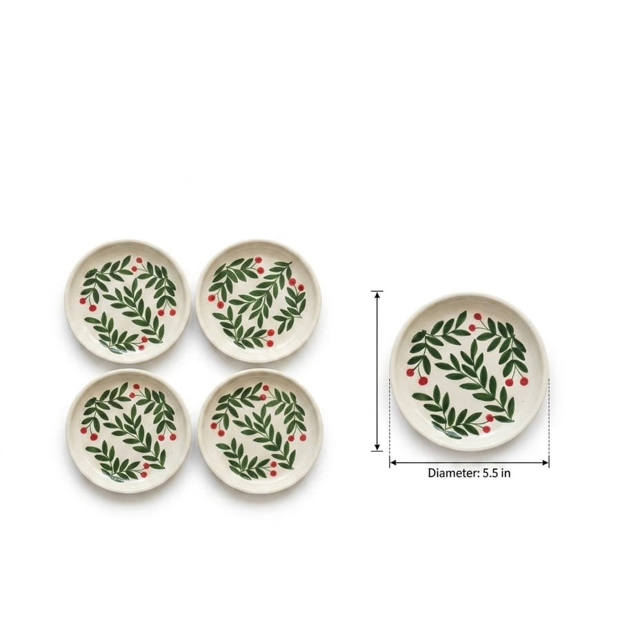 Olive Leaf Ceramic Tapas Set of 4