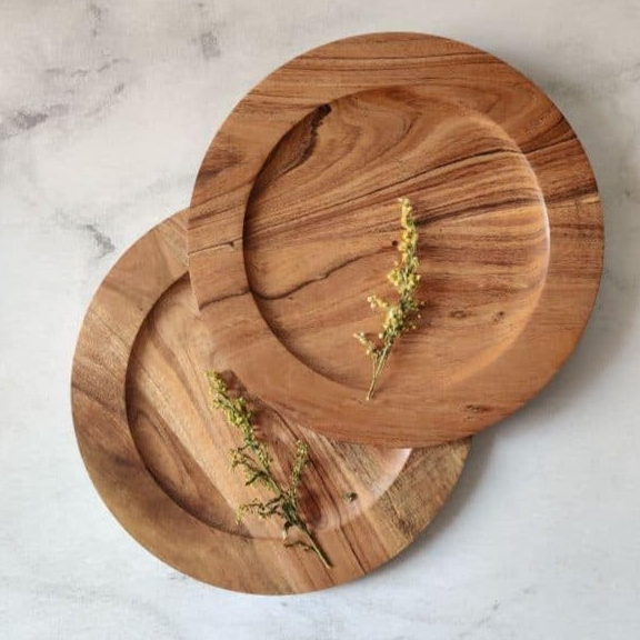 Acacia Wood Charger Plates - Set of 2