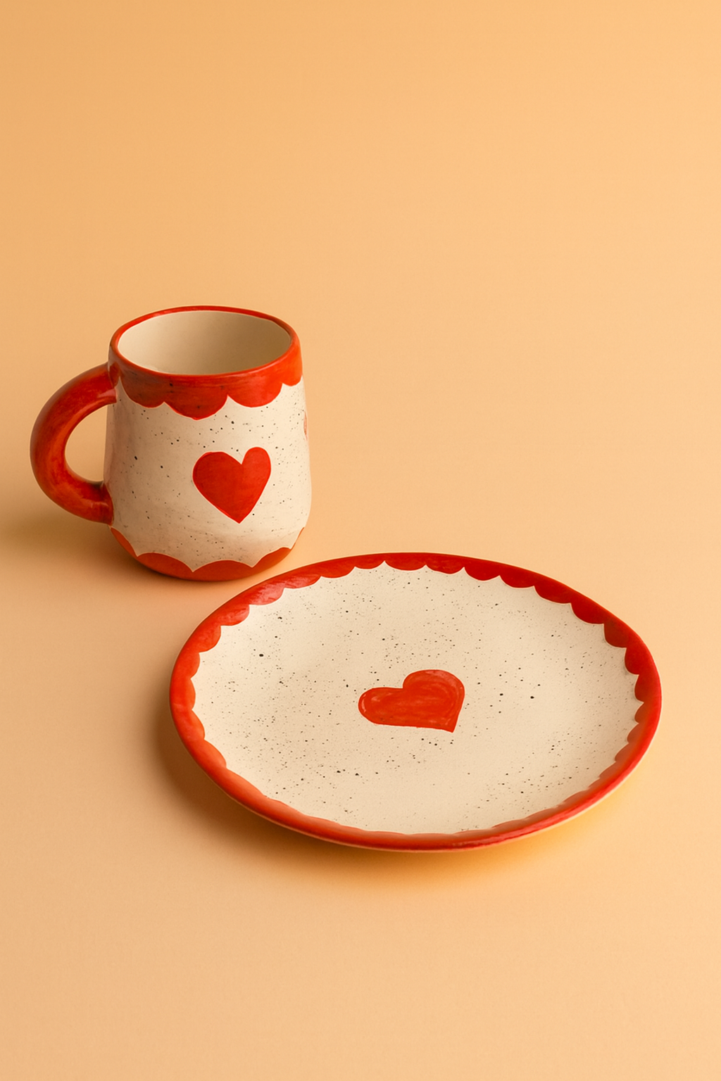 Valentines Day Hearty Ceramic Breakfast Set of 3