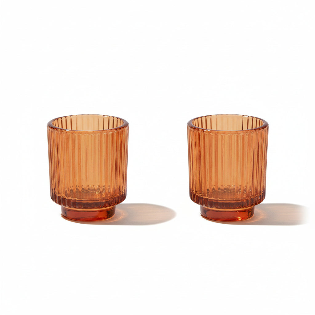 Fluted Glass Amber Tealight Holder