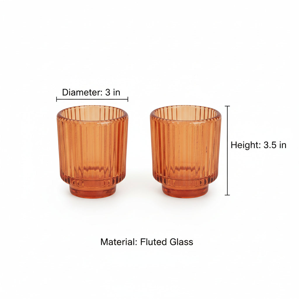 Fluted Glass Amber Tealight Holder