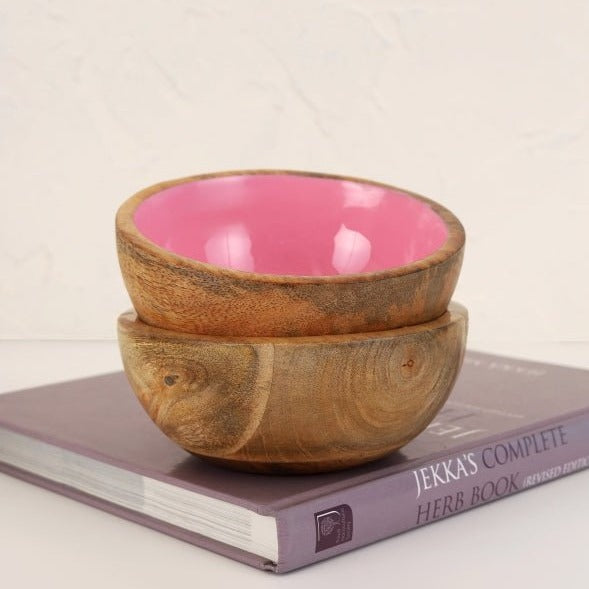 Barbie Pink Wooden Enamel Bowl - Nurture India