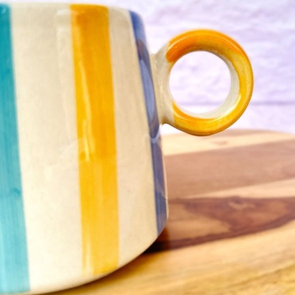 Bright Striped Large Mug - Vibrant 450ml - Nurture India