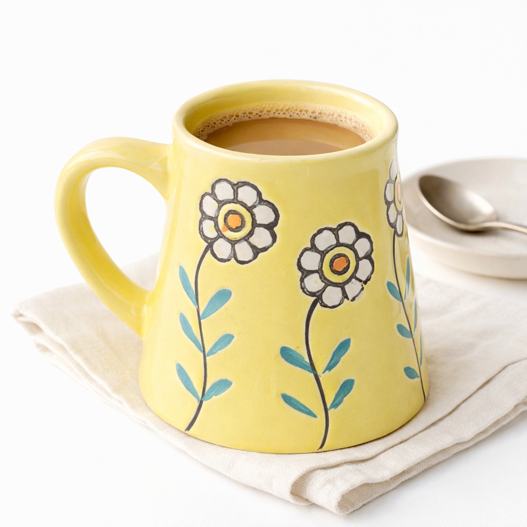 Colorful Beverage Mug - Yellow Garden Bloom Design (300 ml)