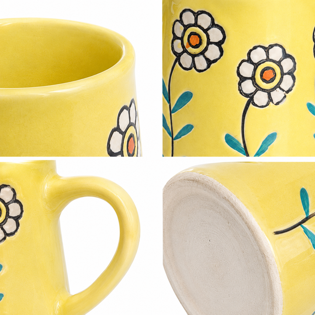 Colorful Beverage Mug - Yellow Garden Bloom Design (300 ml)