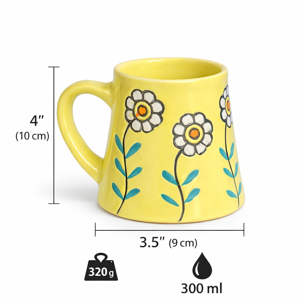 Colorful Beverage Mug - Yellow Garden Bloom Design (300 ml)