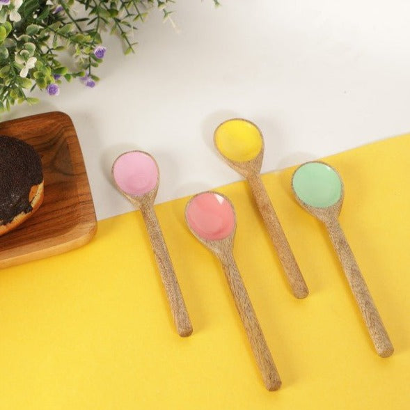 Colorful Rainbow Wooden Spoons Set of -4 - Nurture India