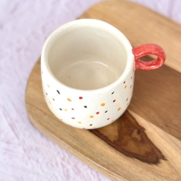 Colourful Dots Ceramic Coffee Cup - 300ml - Nurture India