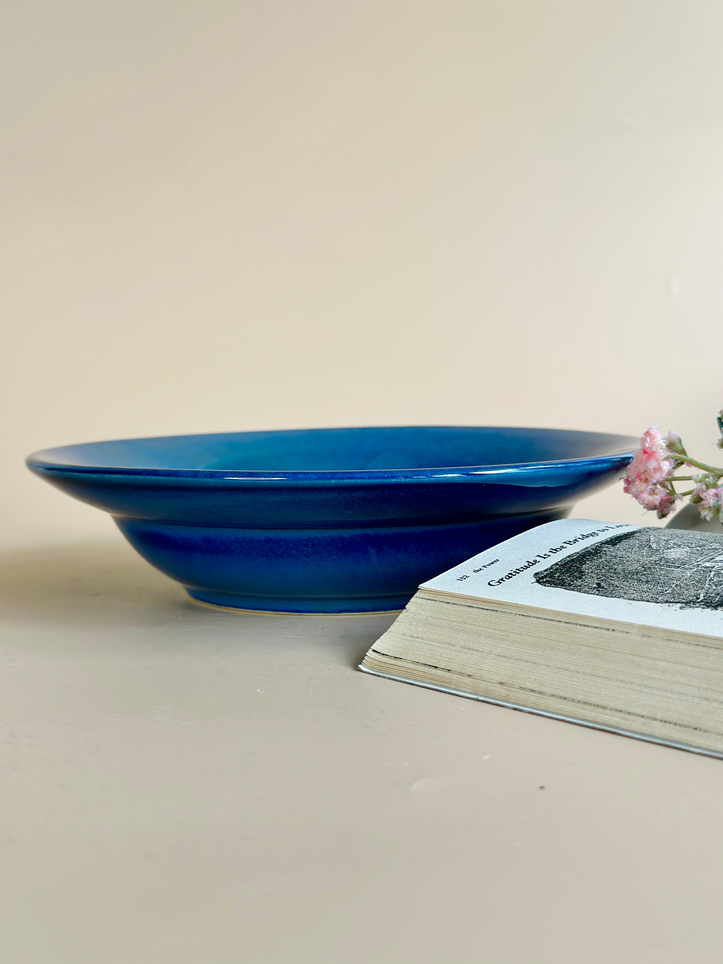 dark blue ceramic pasta plate nurture india