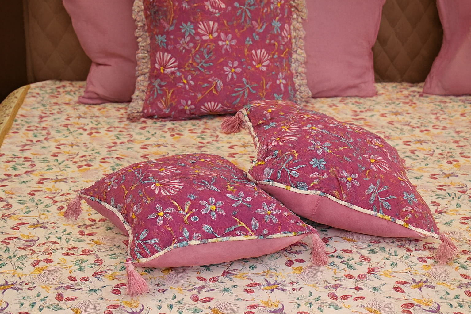 Small Purple Floral Cushion Cover