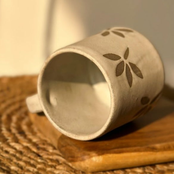 Flower Power Ceramic Stoneware Coffee Cup - 350ml - Nurture India