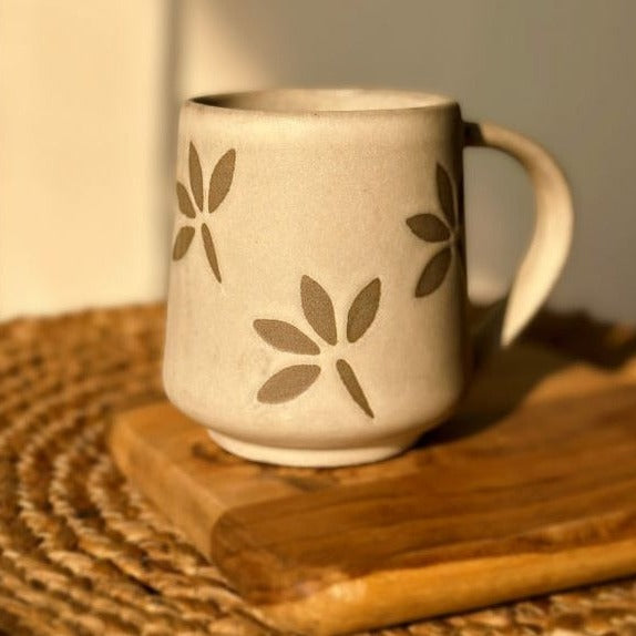 Flower Power Ceramic Stoneware Coffee Cup - 350ml - Nurture India