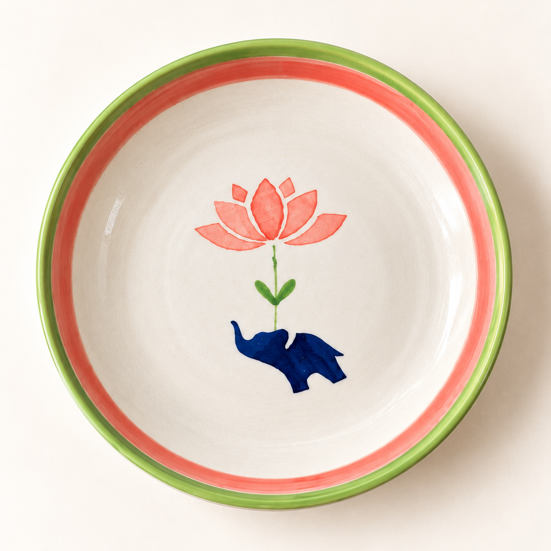 Lucky Lotus Handpainted Ceramic Plate (7.5 inches)