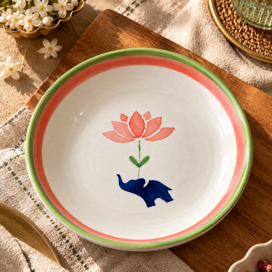 Lucky Lotus Handpainted Ceramic Plate (7.5 inches)