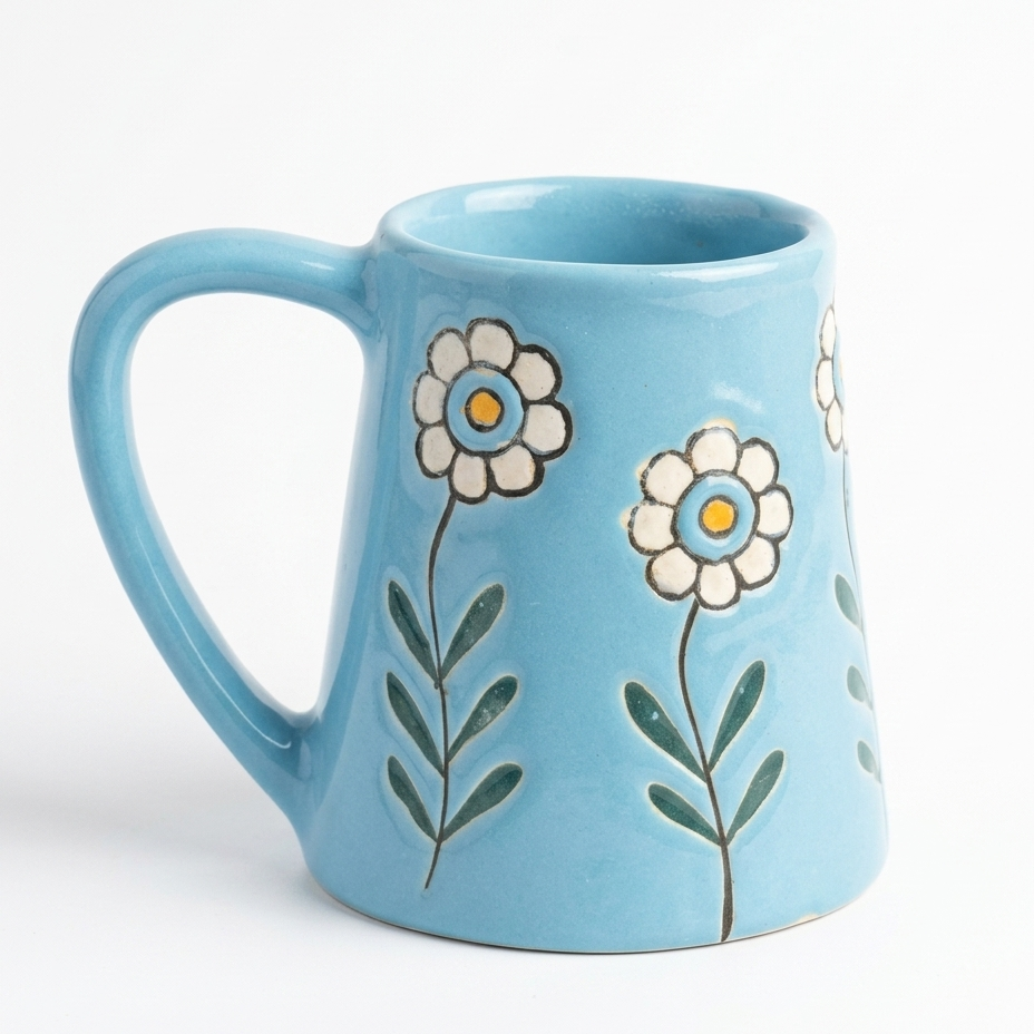Garden Bloom Mug in Aqua Floral Print Design (300 ml )