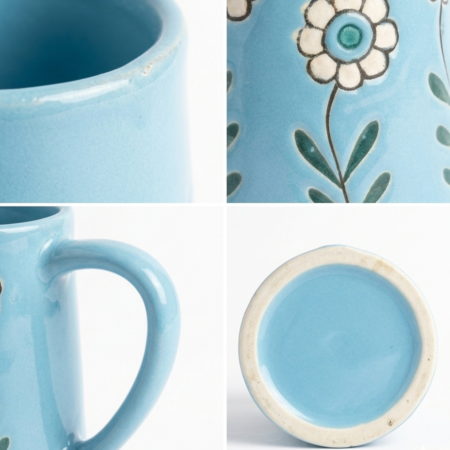 Garden Bloom Mug in Aqua Floral Print Design (300 ml )