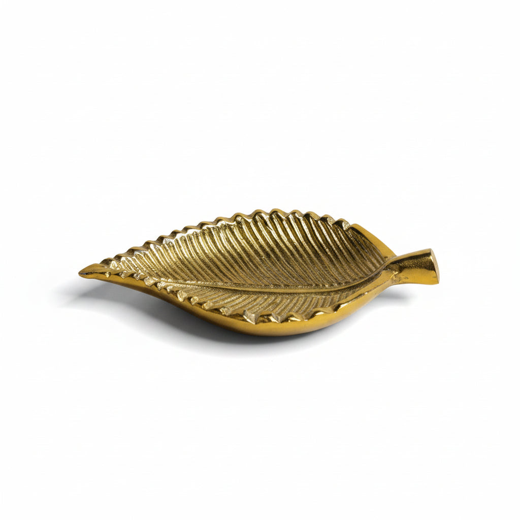 Gold Beetle Leaf Inspired Decorative Plate - Small - Nurture India