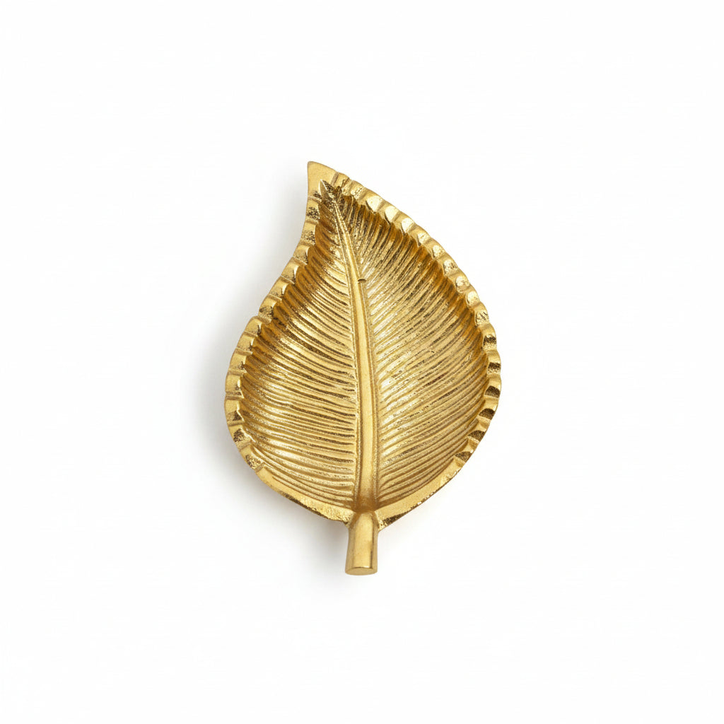 Gold Beetle Leaf Inspired Decorative Plate - Small - Nurture India