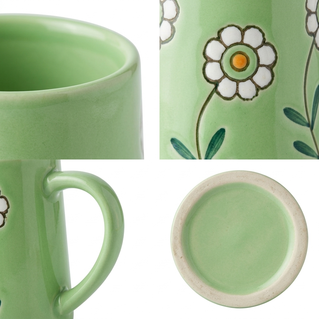 Colorful Beverage Mug - Green Garden Bloom Design (300 ml)