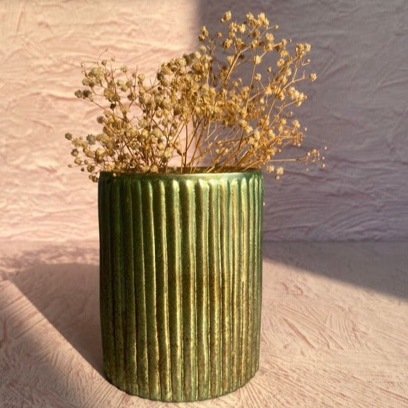 Green Glass Lake Vase - Nurture India