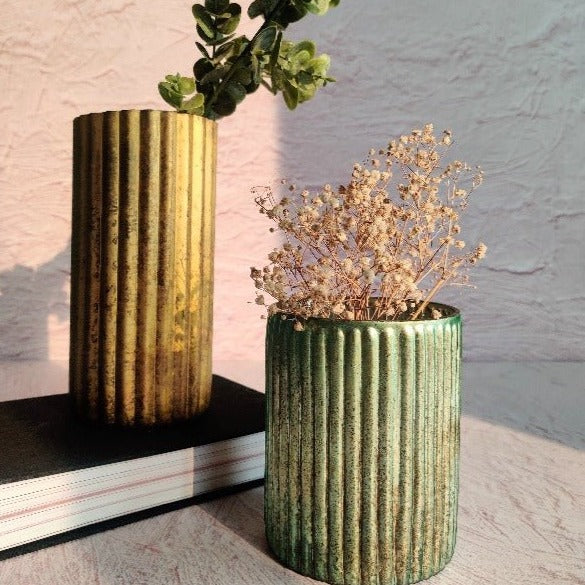 Green Glass Lake Vase - Nurture India