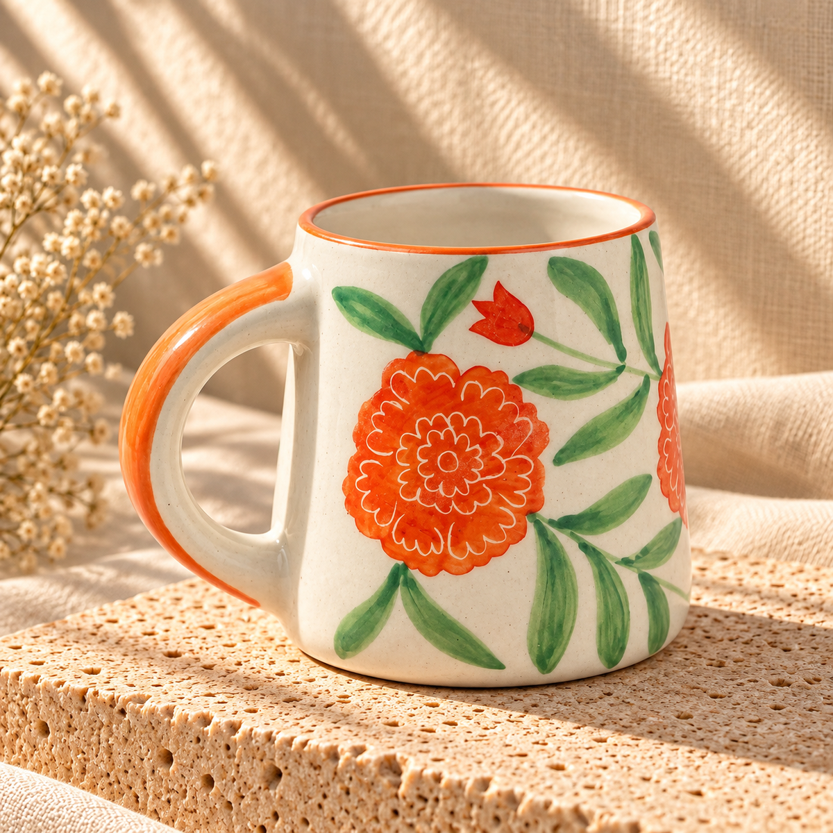 Marigold Mandi Handpainted Ceramic Mug (300 ml)