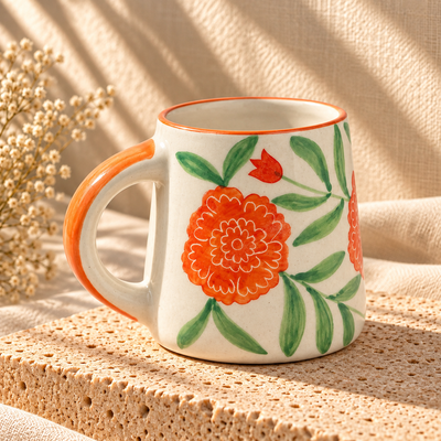Marigold Mandi Handpainted Ceramic Mug (300 ml)