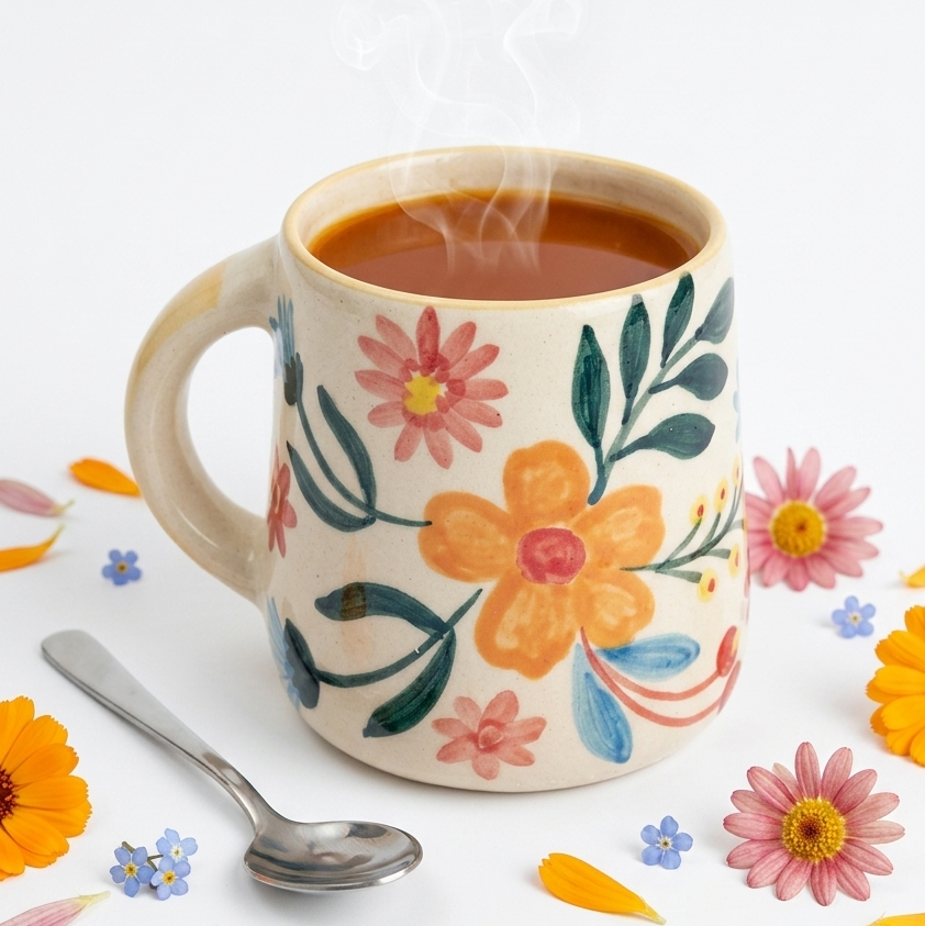 Handcrafted Floral Extravaganza Ceramic Stoneware Mug (300 ml)