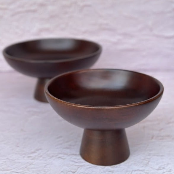 Handcrafted Mango Wood Large Pedestal Bowl - Nurture India