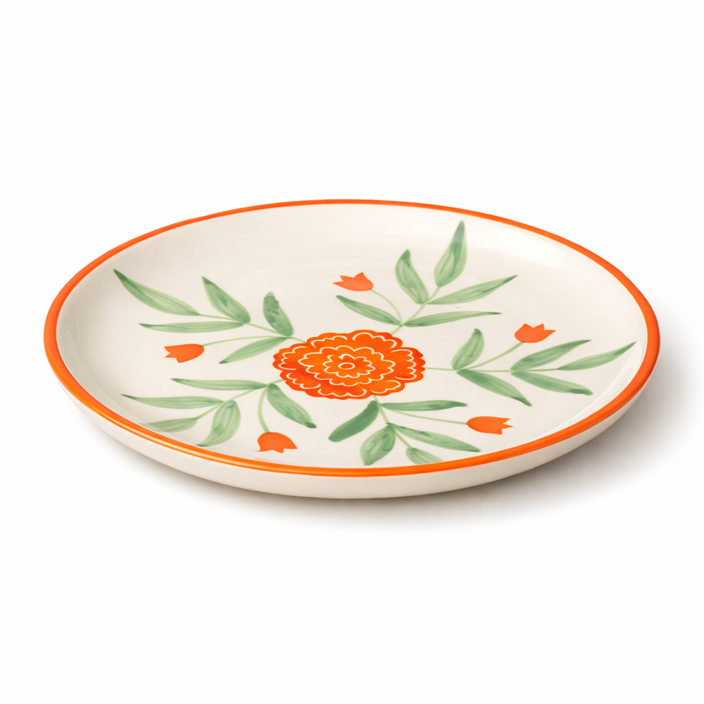 Decorative plate with floral design on a white background