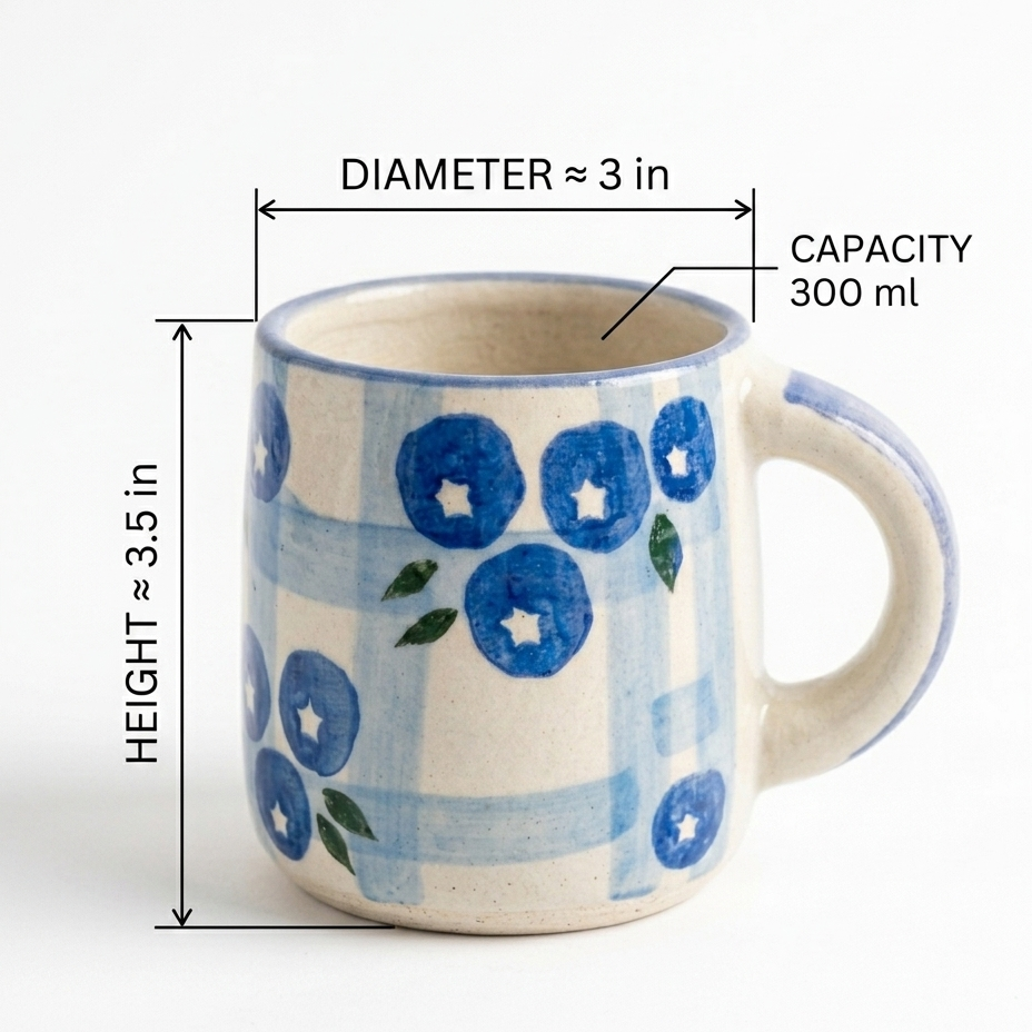 Blueberry Ceramic Coffee Mug (300 ml)