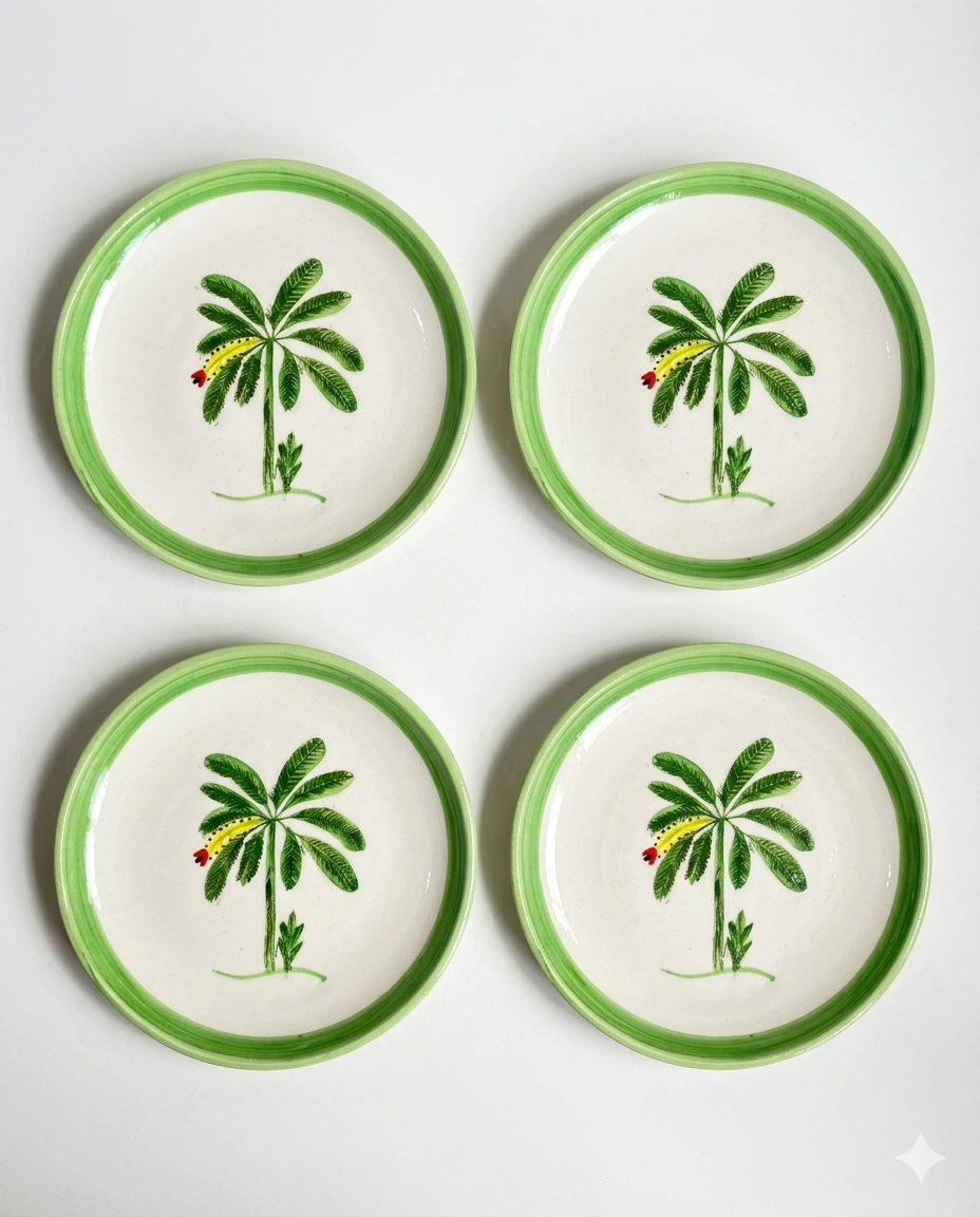 Banana Bloom Handpainted Ceramic Quarter Plate (7.5 inches)