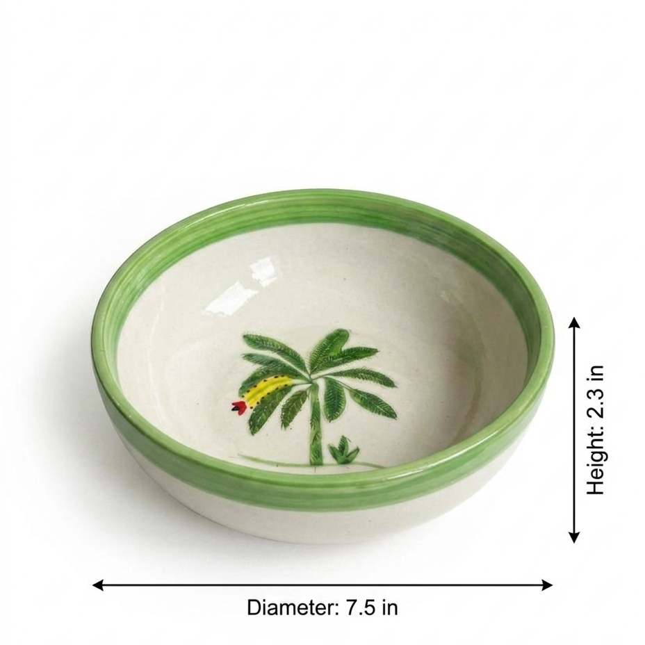 Banana Bloom Handpainted Ceramic Bowl – Large