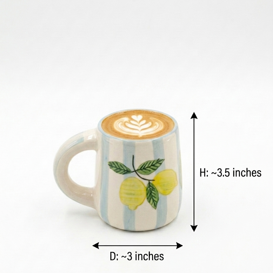 Lemon Stripe Elegance Ceramic Ceramic Coffee Mug (300 ml)