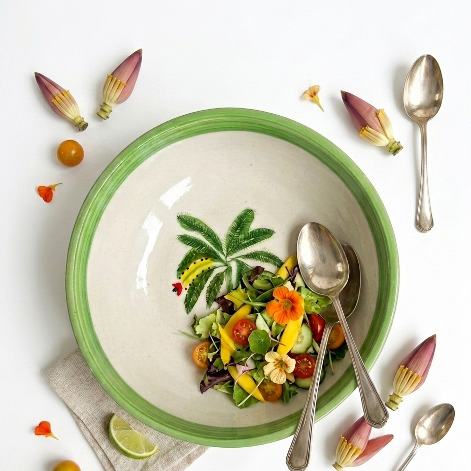 Banana Bloom Handpainted Ceramic Bowl – Large