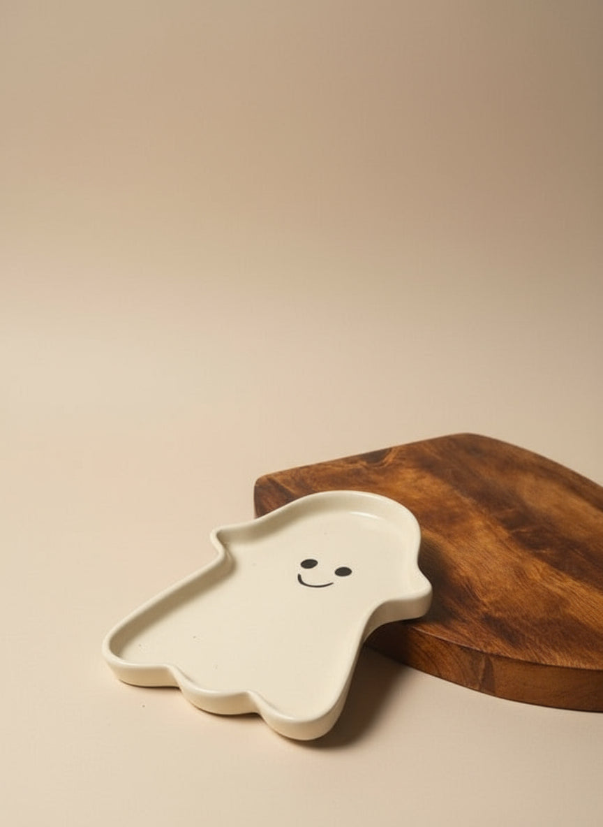 Spooky Ghost Ceramic Dessert Plate