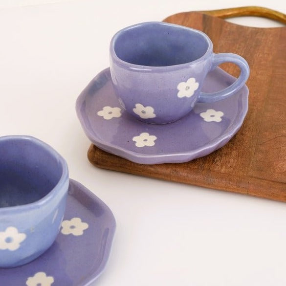 Lavender Daisy Cup & Saucer - Nurture India