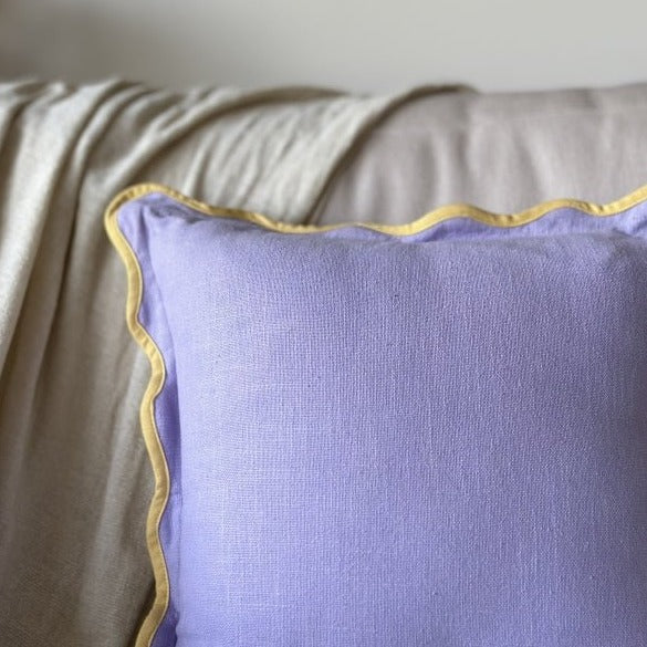 Lavender Scallop Cushion Cover - Soft & Durable 16x16 - Nurture India