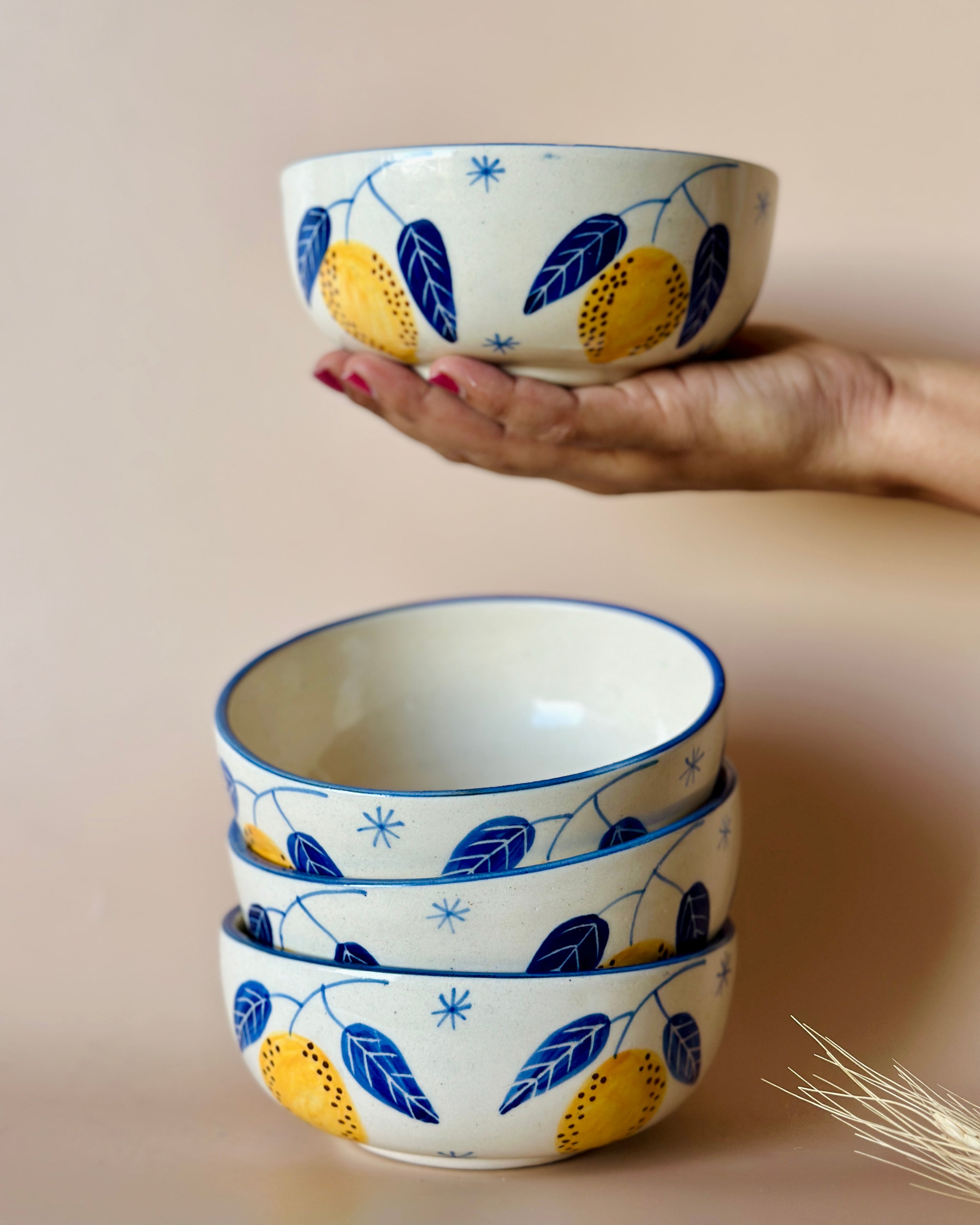 Lemon Leafy Ceramic Small Bowls